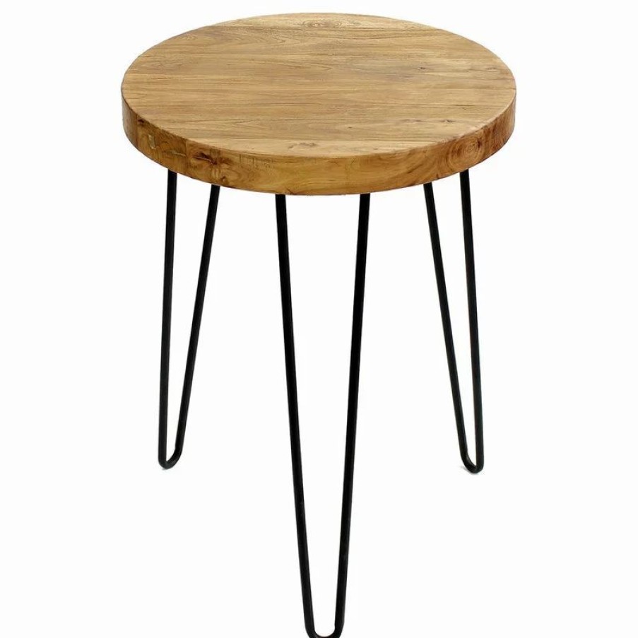 Coffee & Accent Tables * | Welland Industries Llc Rustic Old Elm Wood End Table, Round