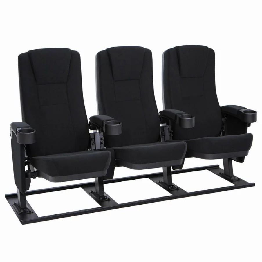 Chairs * | Seatcraft Zenith Movie Theater Seating, Black, Row Of 3