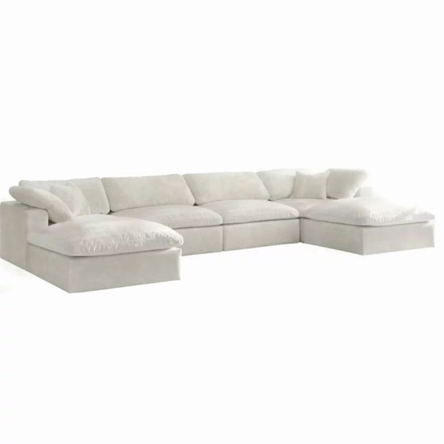 Sofas & Sectionals * | Meridian Furniture Cozy Cloud-Like Comfort Modular 4-Seater Sectional And 2 Ottomans, Cream