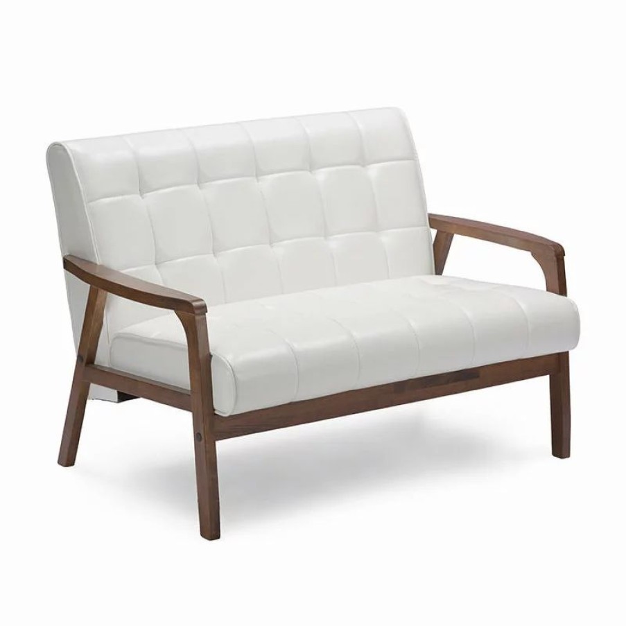 Sofas & Sectionals * | Baxton Studio Mid-Century Masterpieces Loveseat, White