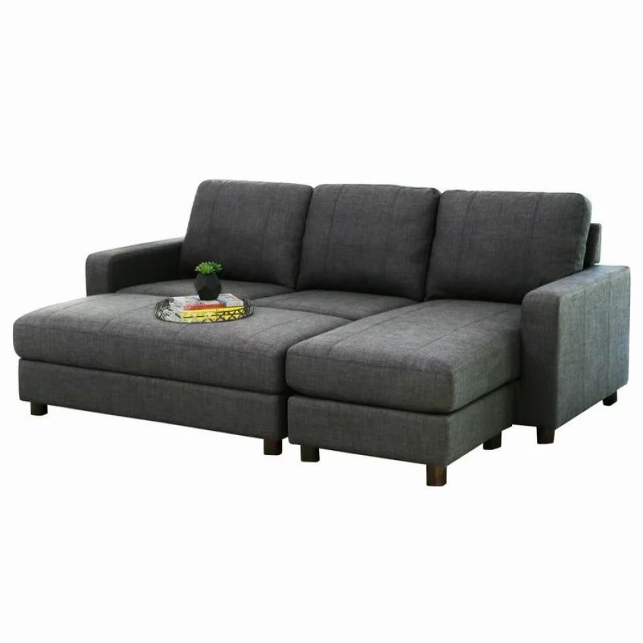 Sofas & Sectionals * | Abbyson Living Berkeley Fabric Reversible Sectional And Ottoman