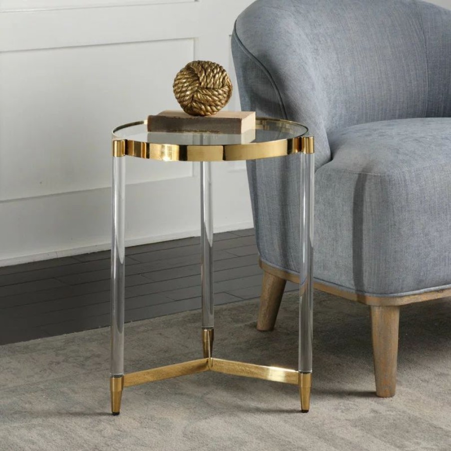 Coffee & Accent Tables * | Uttermost Kellen Glass Accent Table 24748