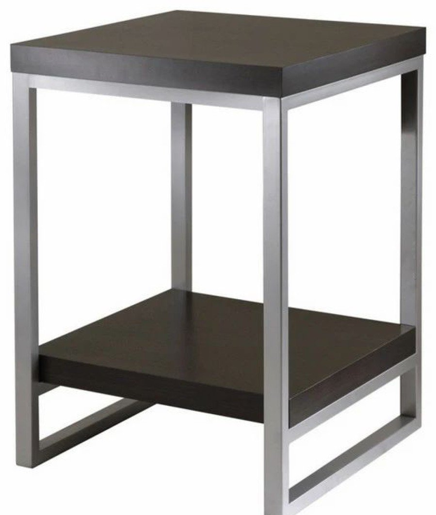 Coffee & Accent Tables * | Winsome Jared End Table With Enamel Steel Tube In Dark Espresso