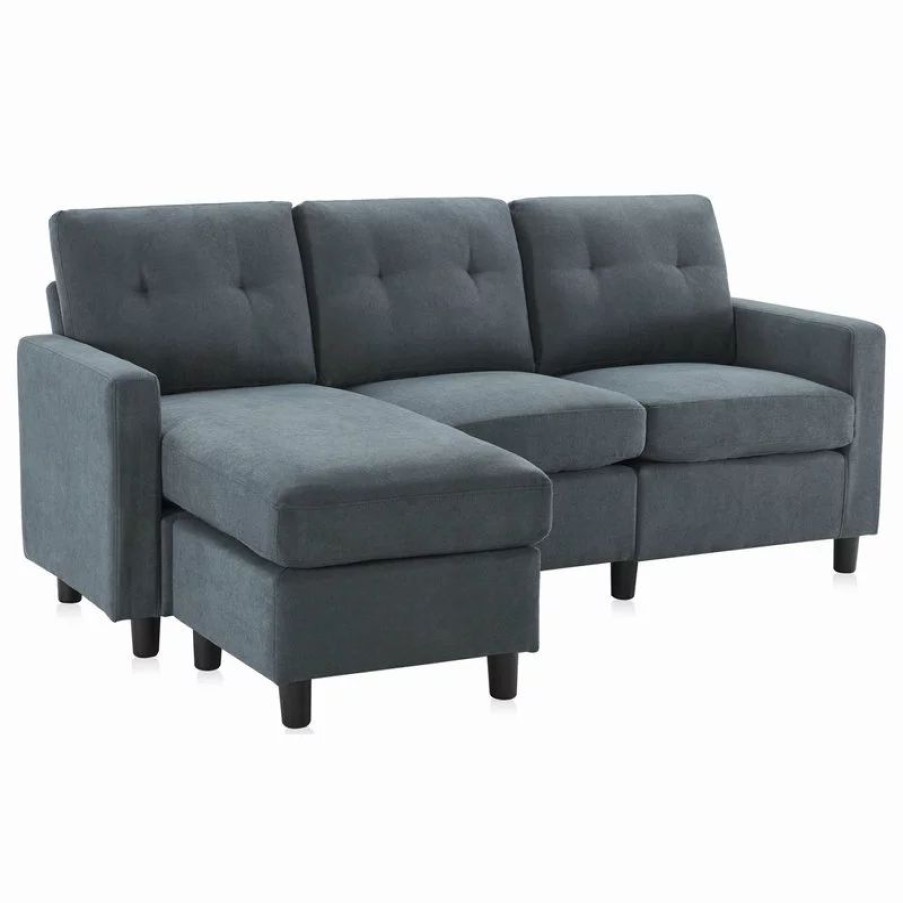 Sofas & Sectionals * | Belleze 3 Piece Convertible Sectional Sofa Upholstered Fabric L Shaped Couch, Dark Gray