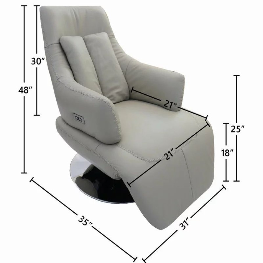 Chairs * | World Source Design Llc Vegas Modern Top Grain Leather Ergonomic 2-Motor Powered Recliner, Sand/Silver