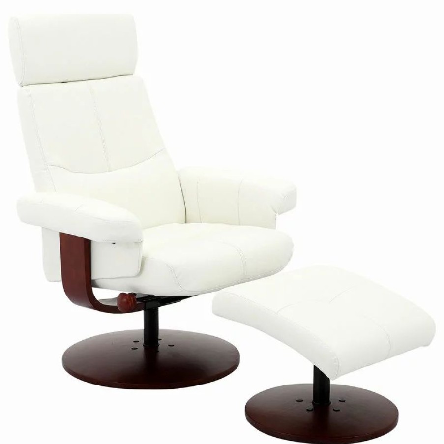 Chairs * | Mac Motion Chairs Roma Recliner In Brown Polyurethane By "Comfort Chair" Collection, White