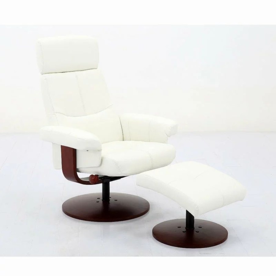 Chairs * | Mac Motion Chairs Roma Recliner In Brown Polyurethane By "Comfort Chair" Collection, White