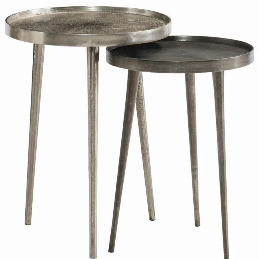 Coffee & Accent Tables * | Bernhardt Furniture Company Bernhardt Lex Nesting Table, Satin Nickel/Graphite, Set Of 2