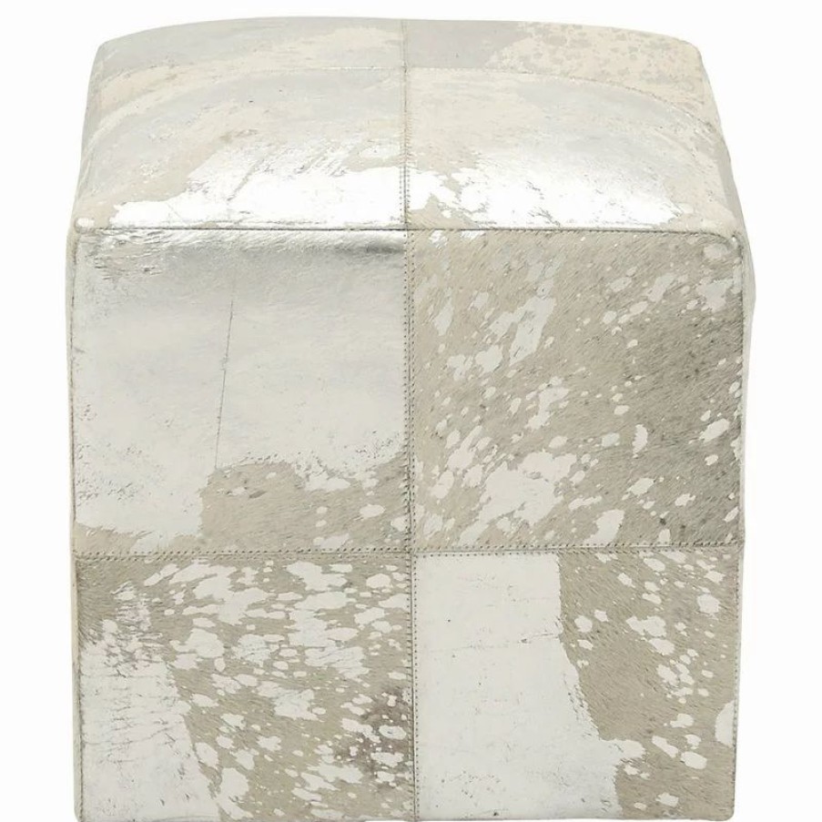 Footstools & Ottomans * | Brimfield & May Contemporary White Leather Stool 95945