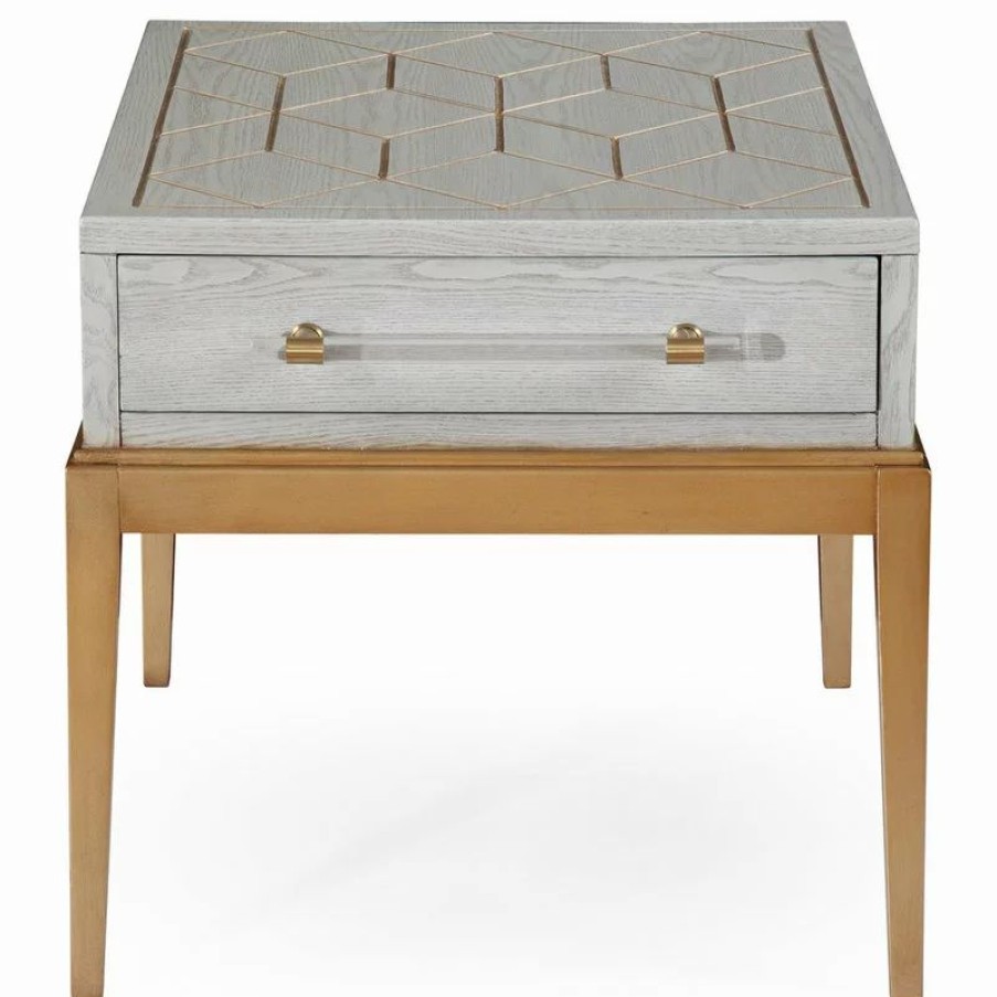 Coffee & Accent Tables * | Bassett Mirror Co. Bassett Mirror Perrine Rectangle End Table In Soft Graphite 2430-Lr-200Ec