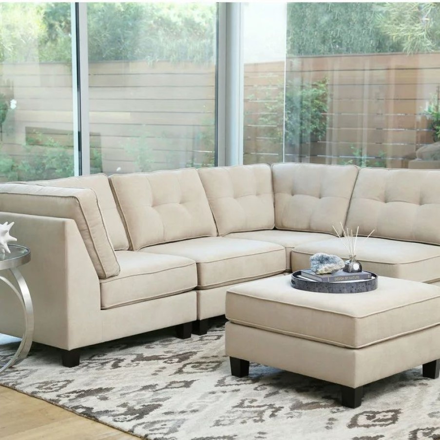 Sofas & Sectionals * | Abbyson Living Mia 5-Piece Modular Sectional, Ivory