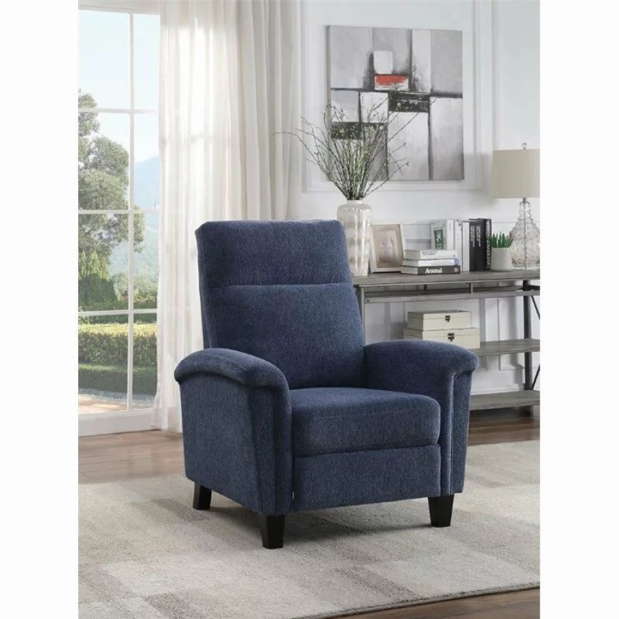 Chairs * | Domain Industries Inc. Lexicon Weiser Chenille Press Back Recliner In Blue