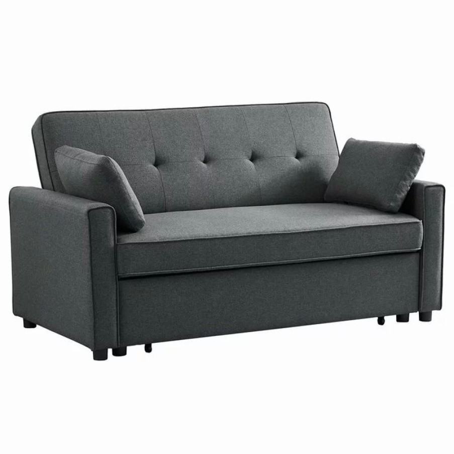 Sofas & Sectionals * | Devion Furniture Fabric Loveseat Pull Out Sleeper Sofa Bed-Gray