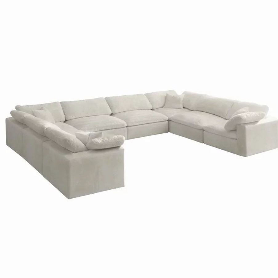 Sofas & Sectionals * | Meridian Furniture Cozy Upholstered Cloud-Like Comfort Modular 8-Seater Sectional, Cream