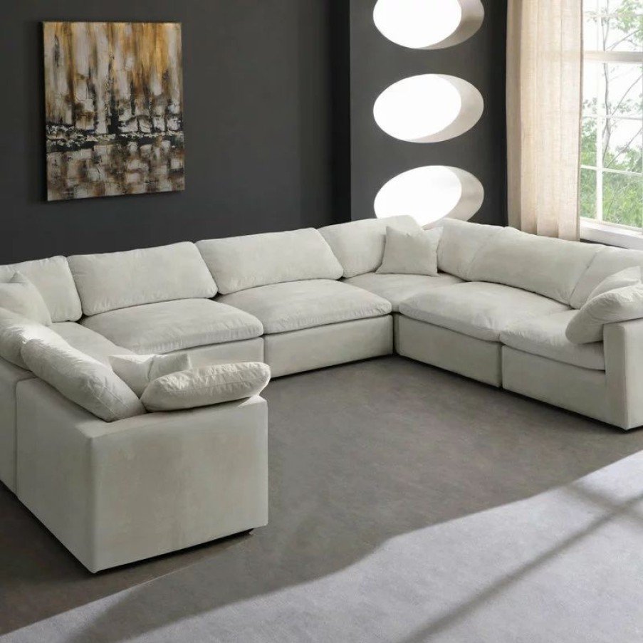 Sofas & Sectionals * | Meridian Furniture Cozy Upholstered Cloud-Like Comfort Modular 8-Seater Sectional, Cream