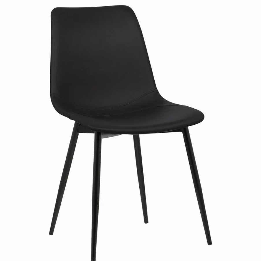 Chairs * | Armen Living Monte Contemporary Dining Chair With Black Powder Coated Metal Legs, Black