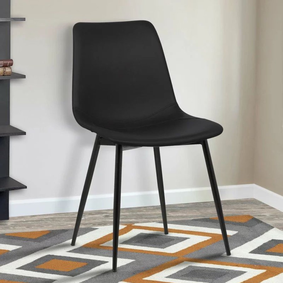 Chairs * | Armen Living Monte Contemporary Dining Chair With Black Powder Coated Metal Legs, Black