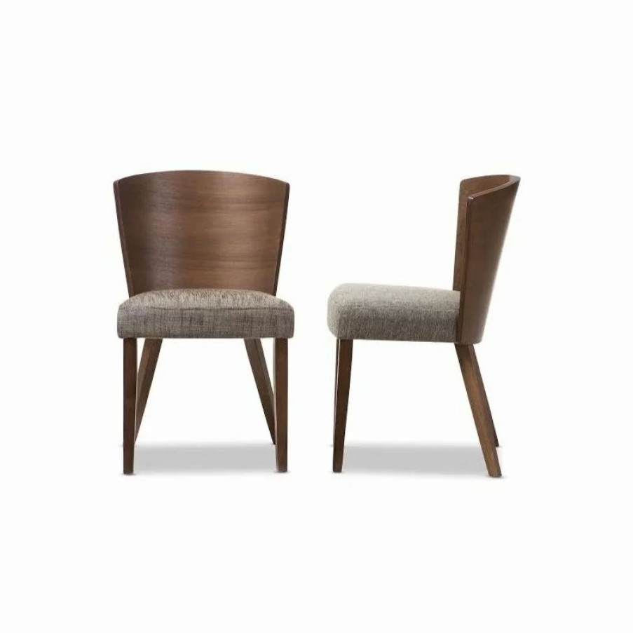 Chairs * | Baxton Studio Sparrow Brown And Gravel Wood Modern Dining Chair, Set Of 2