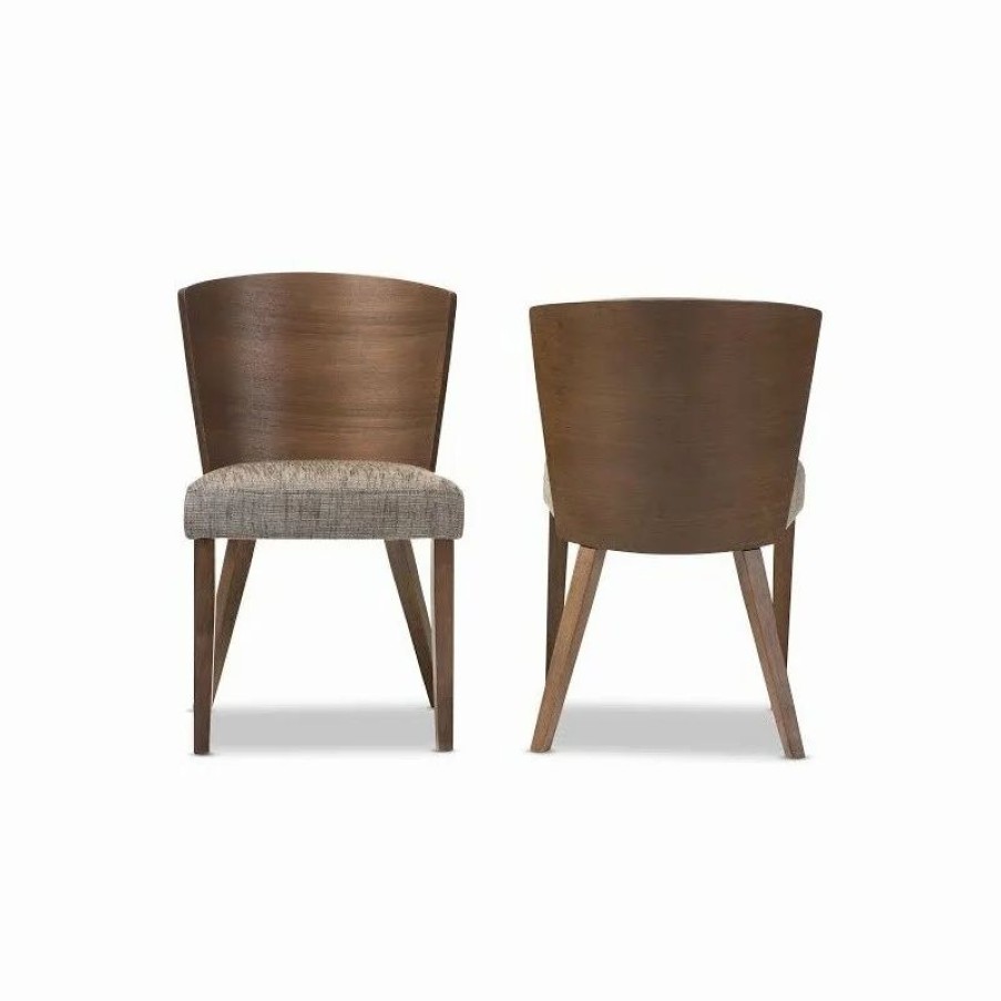 Chairs * | Baxton Studio Sparrow Brown And Gravel Wood Modern Dining Chair, Set Of 2