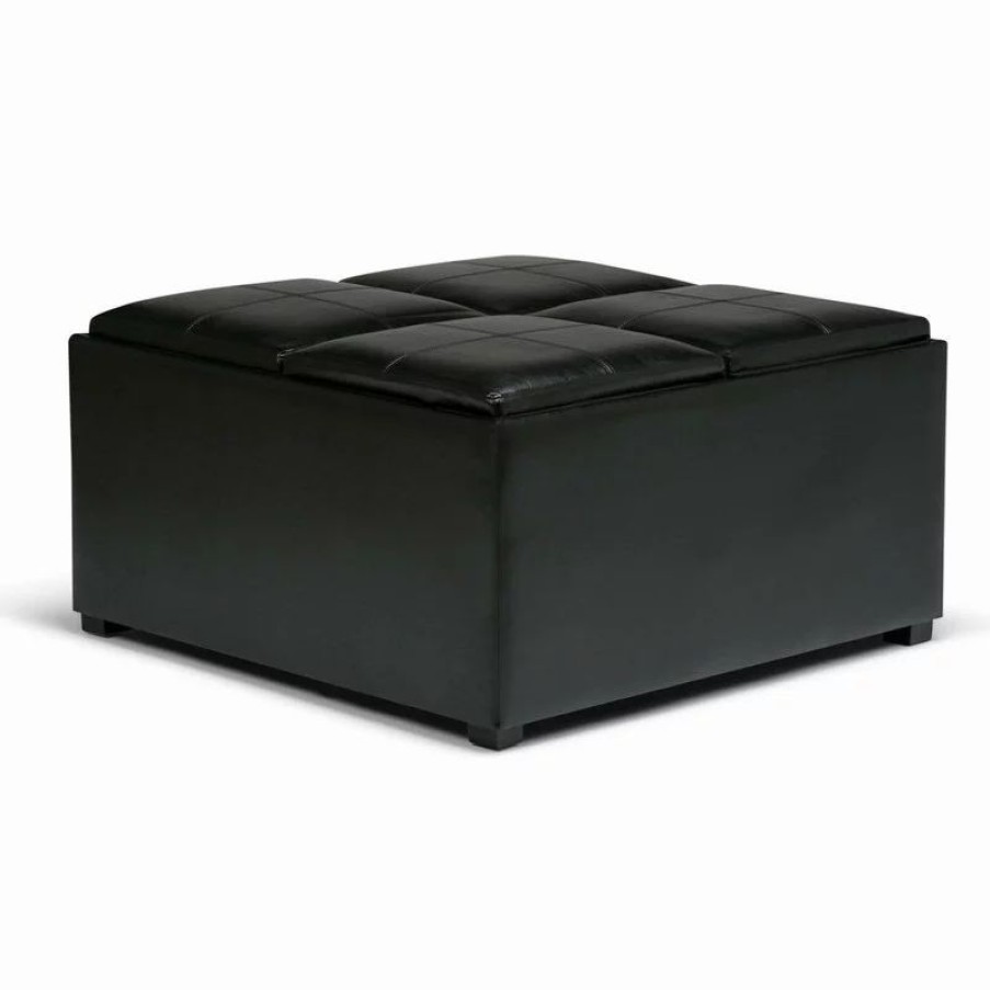 Footstools & Ottomans * | Simpli Home Ltd. Avalon Square Coffee Table Storage Ottoman