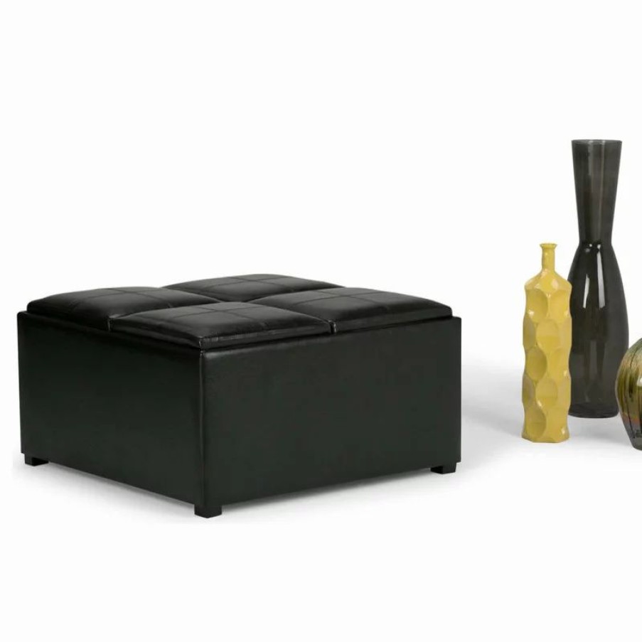 Footstools & Ottomans * | Simpli Home Ltd. Avalon Square Coffee Table Storage Ottoman