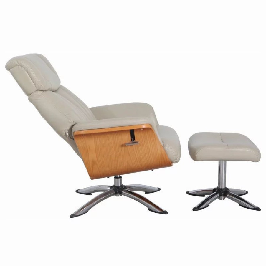 Chairs * | Progressive Furniture Caitlin Recliner And Ottoman In Cobble Air Leather