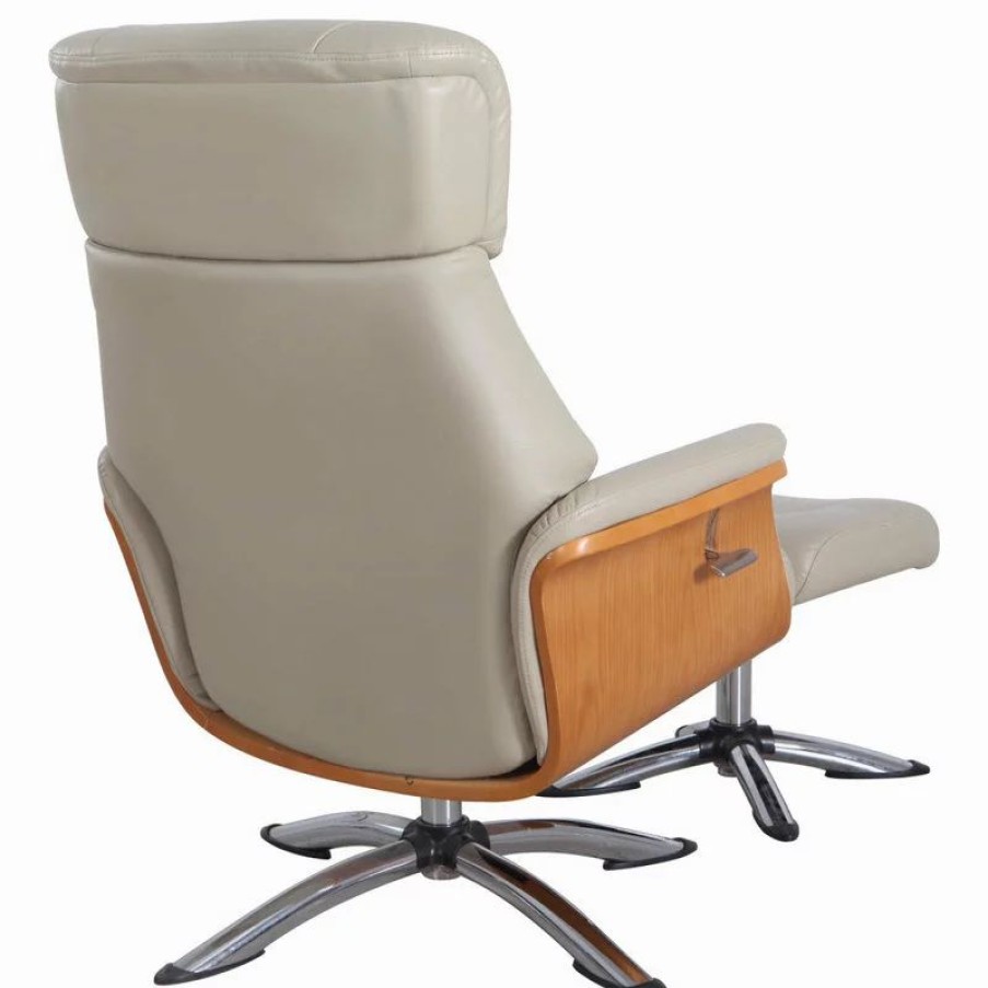 Chairs * | Progressive Furniture Caitlin Recliner And Ottoman In Cobble Air Leather