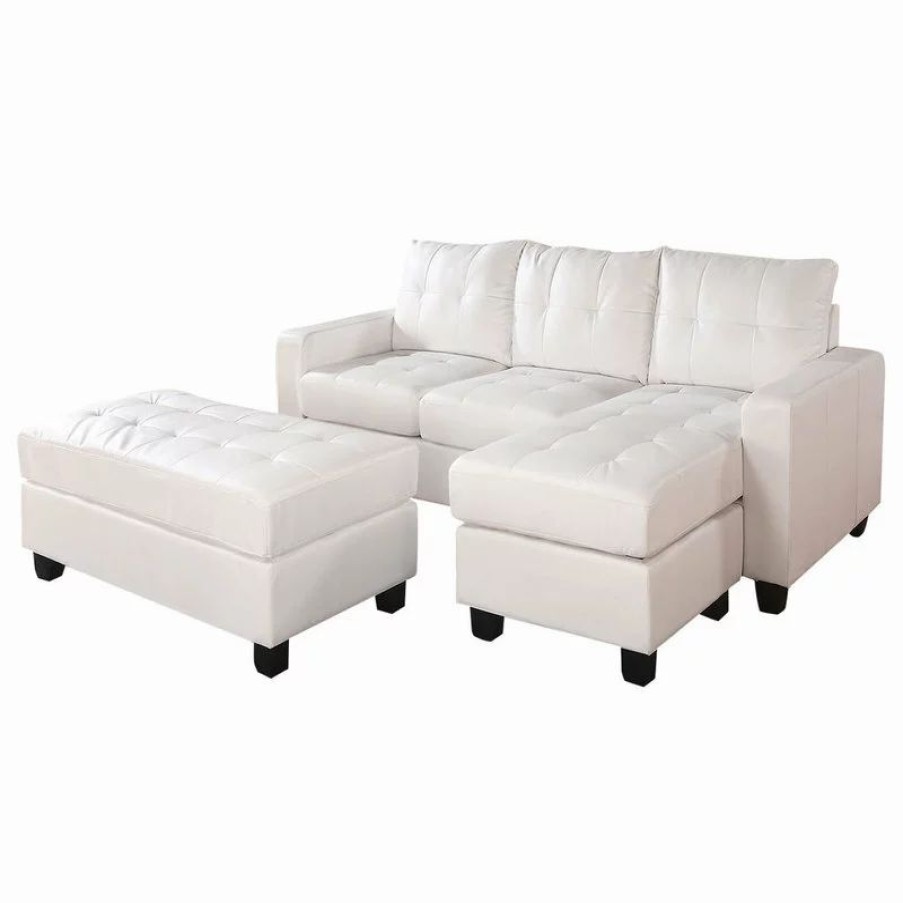 Sofas & Sectionals * | Acme Furniture Lyssa Sectional Sofa Reversible Chaise And Ottoman, White