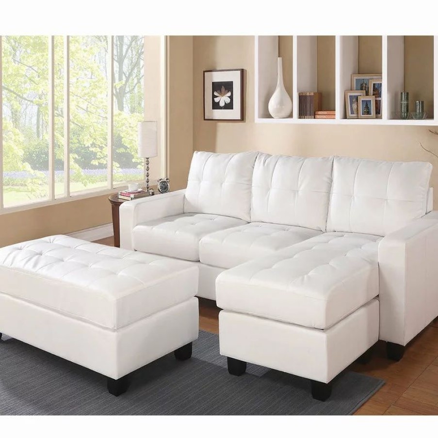 Sofas & Sectionals * | Acme Furniture Lyssa Sectional Sofa Reversible Chaise And Ottoman, White