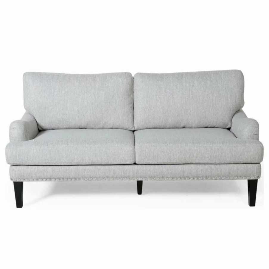 Sofas & Sectionals * | Gdfstudio Ava Fabric Loveseat, Light Gray And Dark Brown