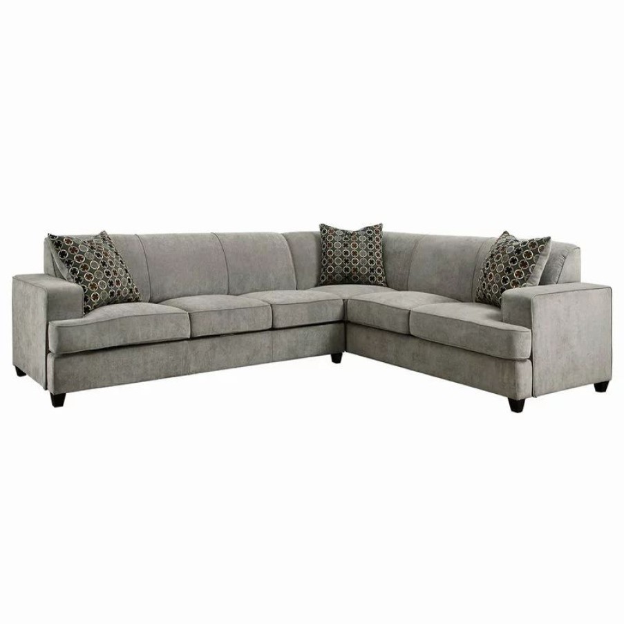 Sofas & Sectionals * | Coaster Home Furnishings Fabric Upholstered L-Shape Sleeper Sectional, Gray