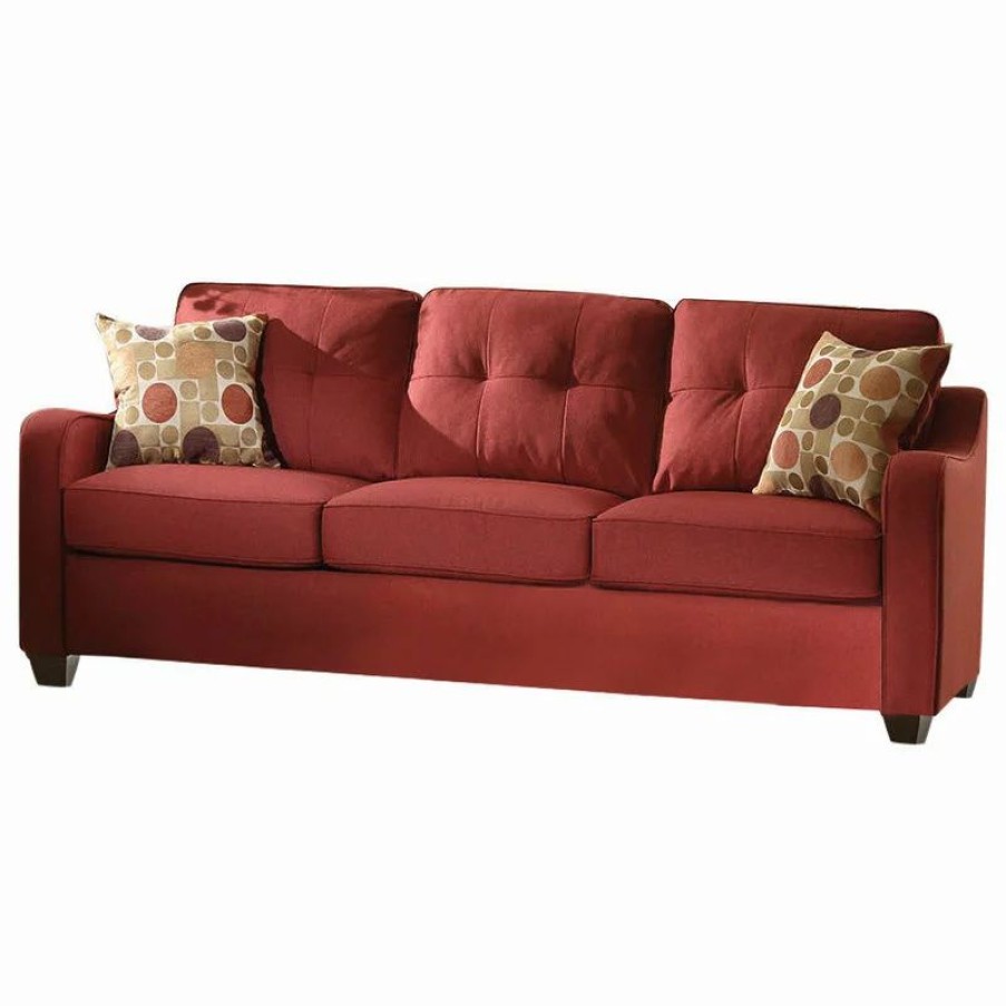 Sofas & Sectionals * | Acme Furniture Cleavon Ii Sofa With 2 Pillows, Red