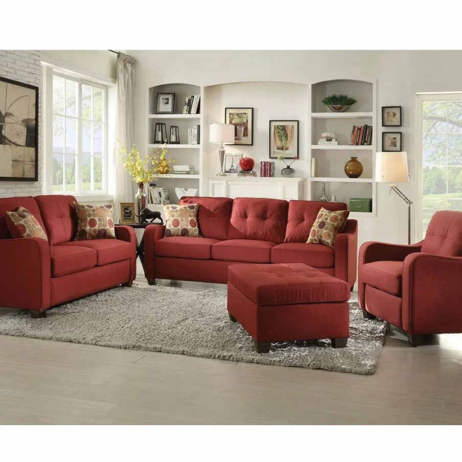 Sofas & Sectionals * | Acme Furniture Cleavon Ii Sofa With 2 Pillows, Red