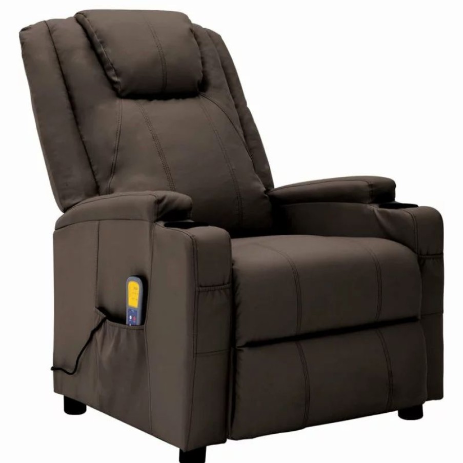 Chairs * | Vida Xl International B.V. Vidaxl Massage Reclining Chair Electric Chair For Elderly Brown Faux Leather