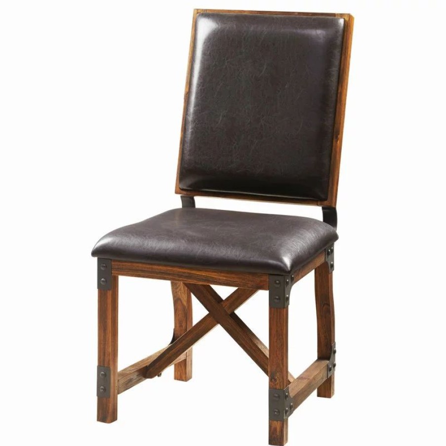 Chairs * | Olliix The Ivan Dining Chair, Chocolate Brown, Faux Leather