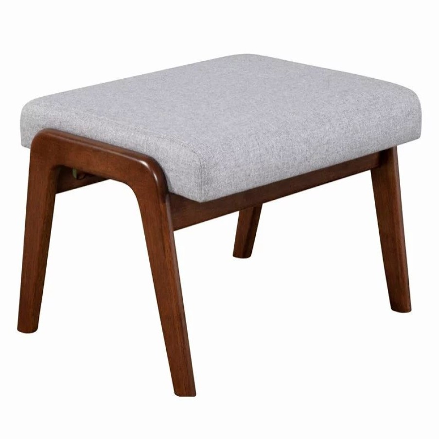 Footstools & Ottomans * | Alpine Furniture, Inc Alpine Furniture Zephyr Slate Wood Footrest In Brown-Gray