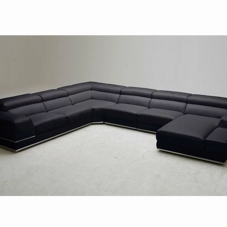 Sofas & Sectionals * | Zuri Furniture Wynn Black Leather Sectional, Right Chaise