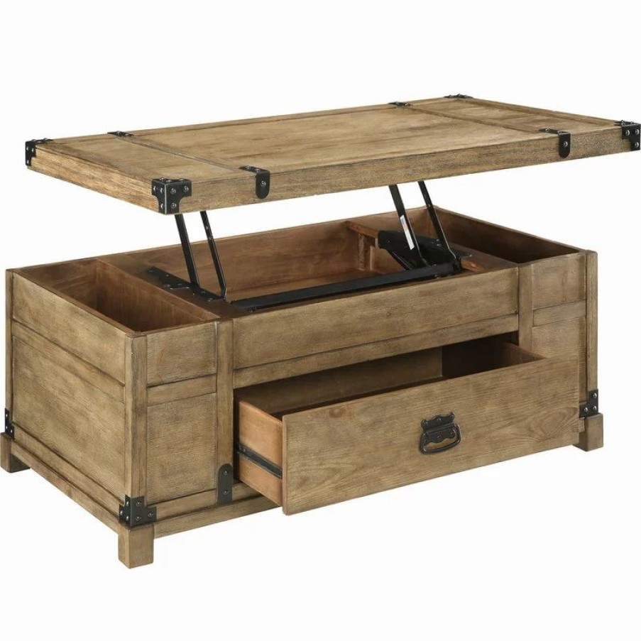 Coffee & Accent Tables * | Coast To Coast Imports, Llc 1-Drawer Lift Top Cocktail Table, Carmel Burnished Natural