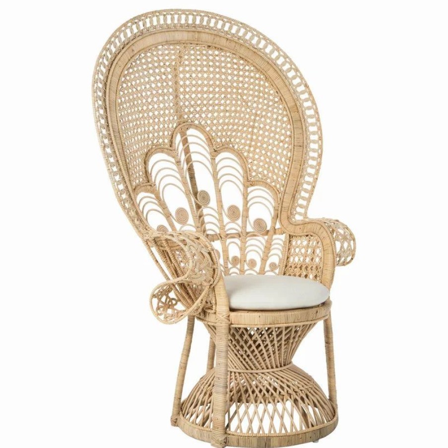 Chairs * | Kouboo Lady Peacock Rattan Chair, Natural