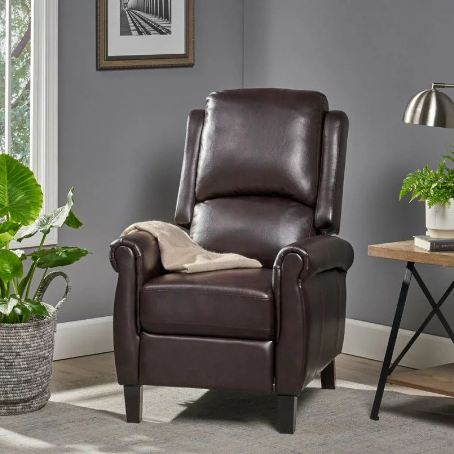 Chairs * | Gdfstudio Gdf Studio Memphis Pu Leather Recliner, Burgundy