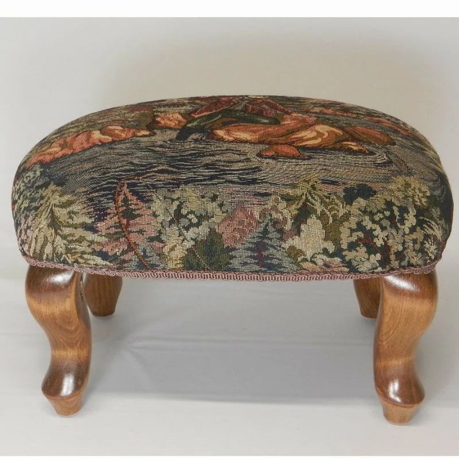 Footstools & Ottomans * | Concept Designs, Llc Queen Anne Footstool, Fly Fish