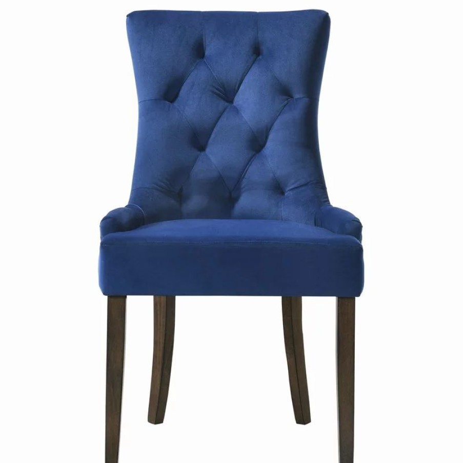 Chairs * | Acme Furniture Farren Side Chair, Blue Velvet And Espresso Finish