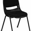 Chairs * | Flash Furniture 880 Lb. Capacity Black Padded Ergonomic Shell Stack Chair With Black Frame