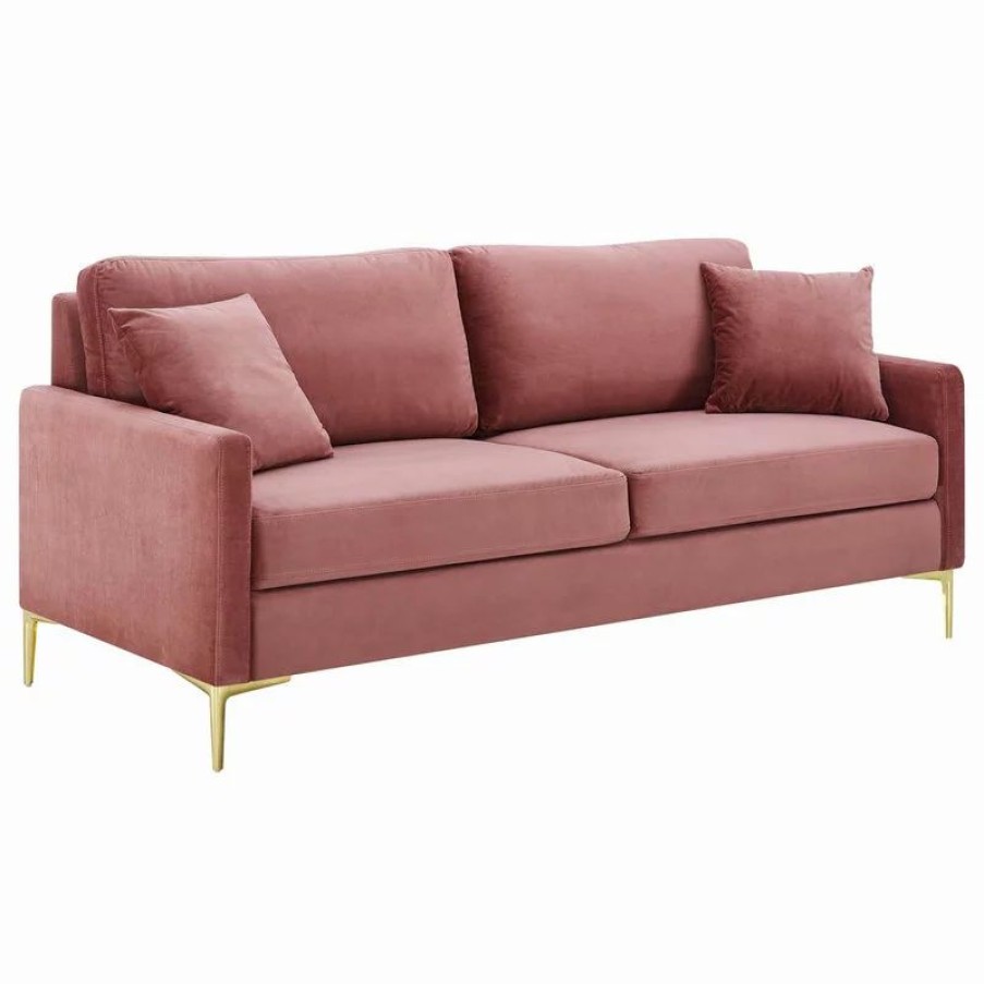 Sofas & Sectionals * | Modway Juliana Contemporary Performance Velvet Sofa With Metal Leg In Dusty Rose