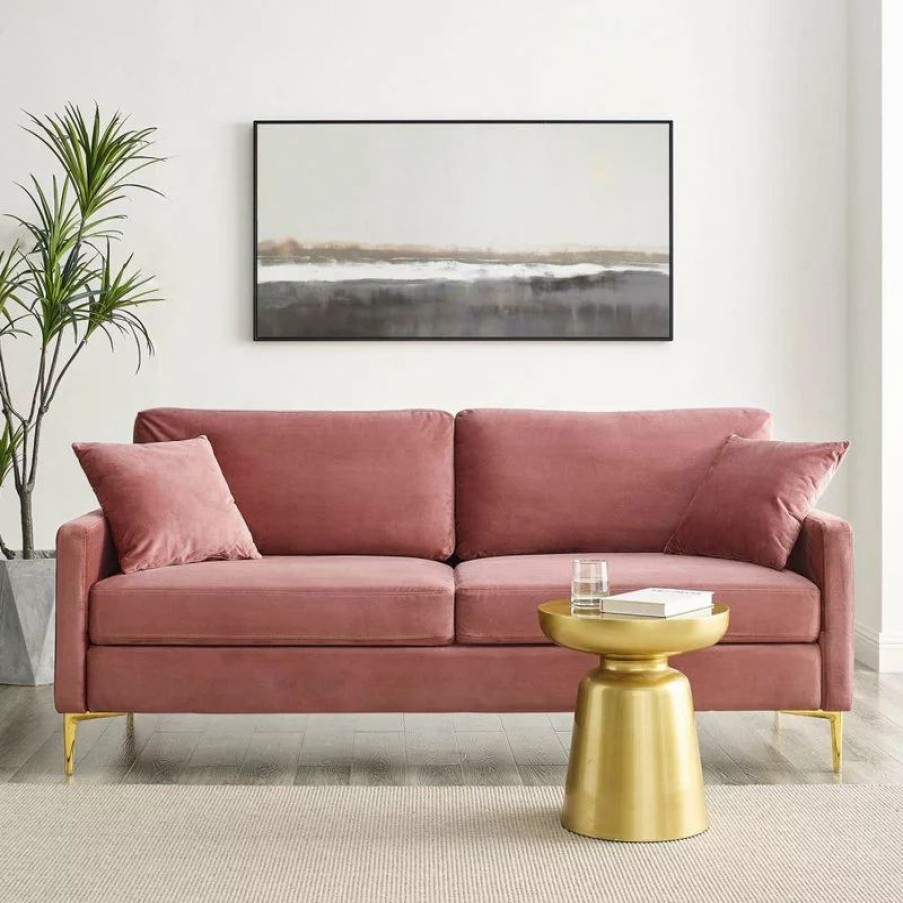 Sofas & Sectionals * | Modway Juliana Contemporary Performance Velvet Sofa With Metal Leg In Dusty Rose