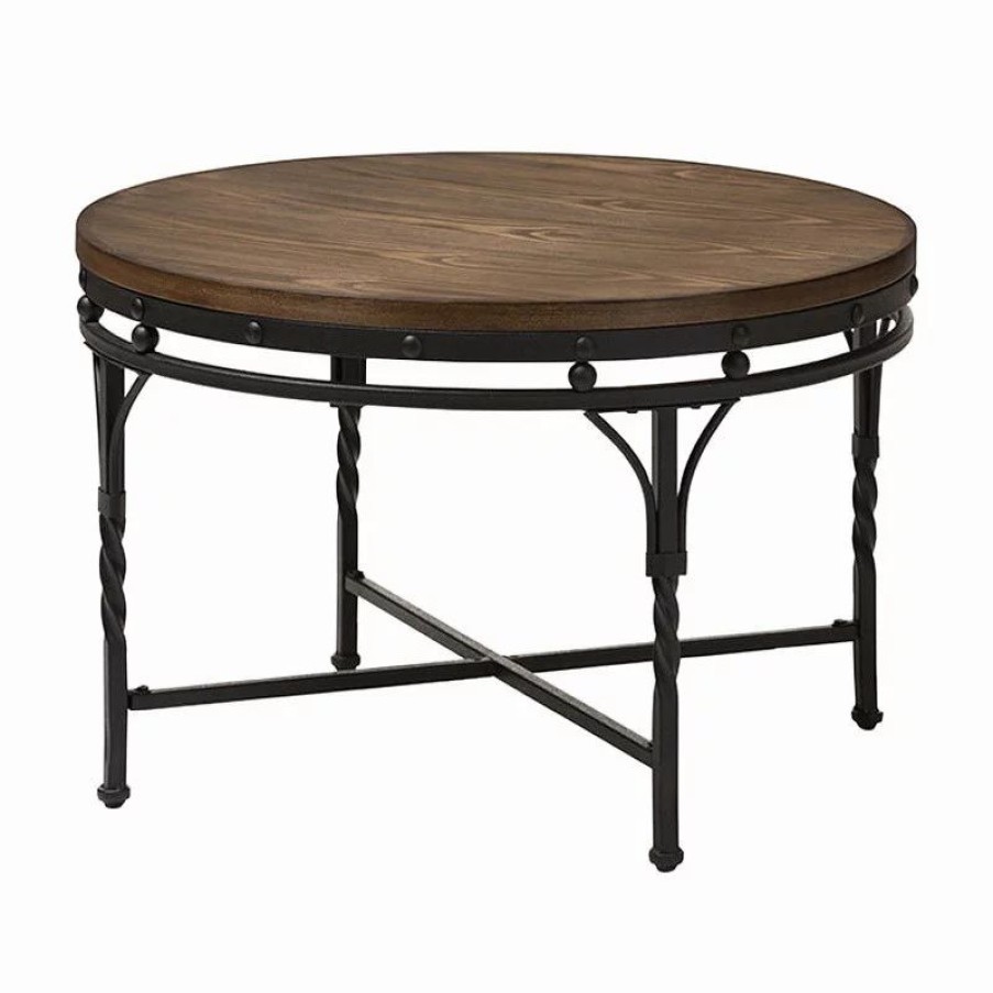 Coffee & Accent Tables * | Baxton Studio Austin Vintage Antique Bronze Round Coffee Table