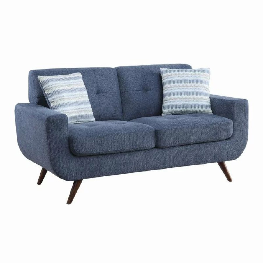 Sofas & Sectionals * | Domain Industries Inc. Lexicon Amberley Textured Loveseat In Blue