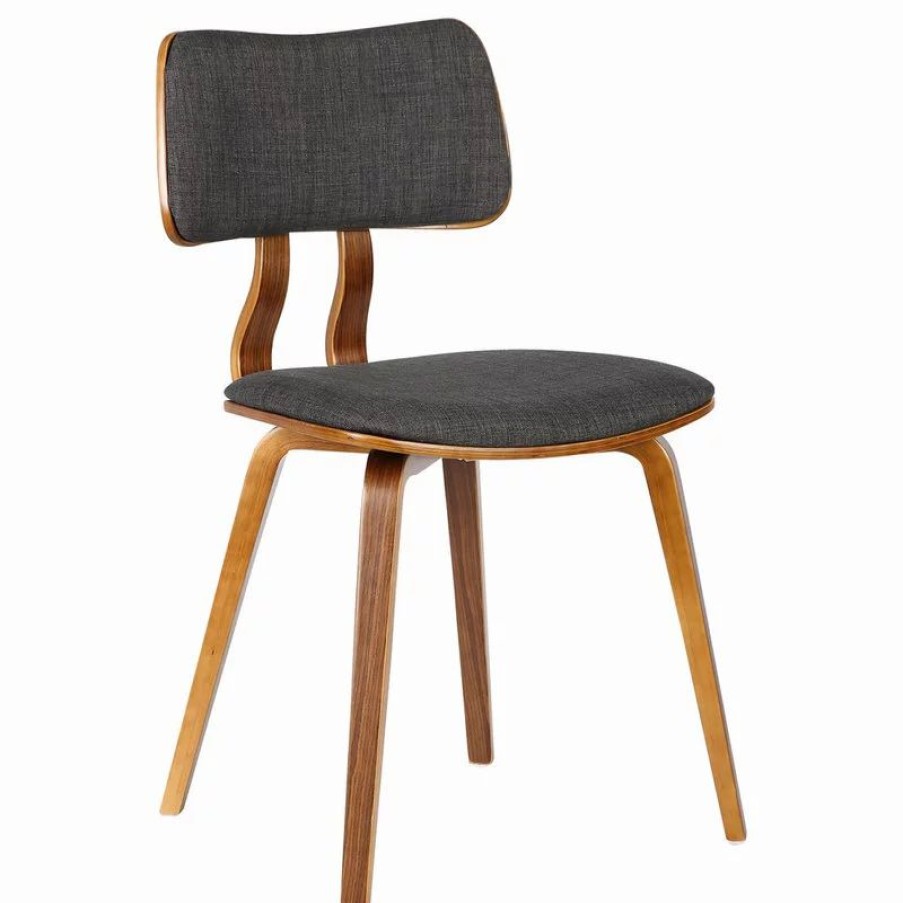 Chairs * | Armen Living Jaguar Mid-Century Dining Chair, Walnut, Charcoal