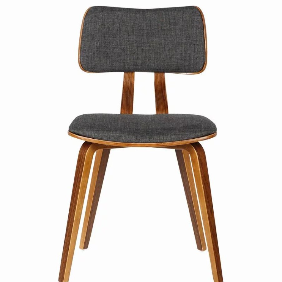 Chairs * | Armen Living Jaguar Mid-Century Dining Chair, Walnut, Charcoal