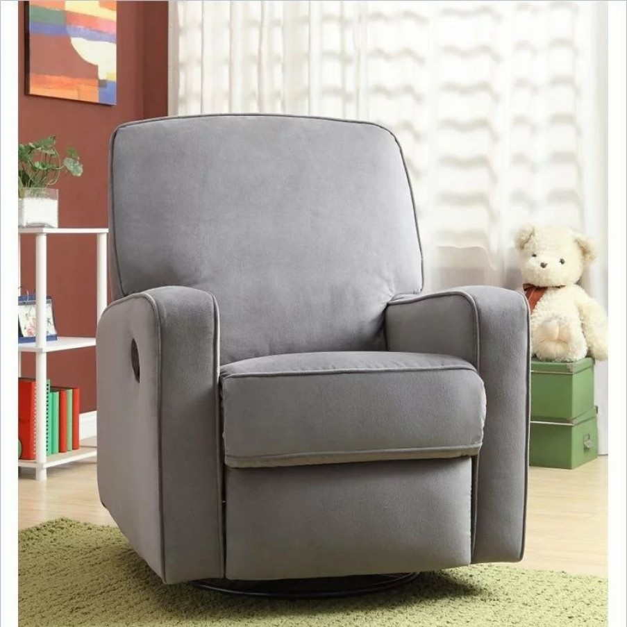 Chairs * | Pri Sutton Fabric Swivel Glider Recliner In Grey